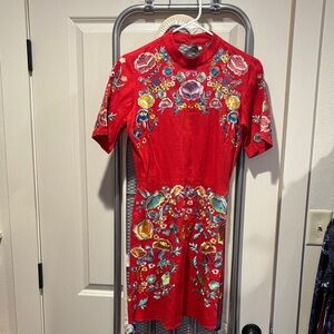 ASOS Red Floral Embroidered Mini Dress